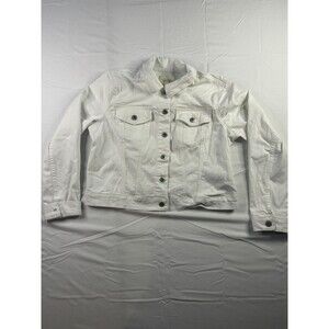 Jessica Simpson Jacket Womens Size XL White Button Front Pocket Long Sleeve